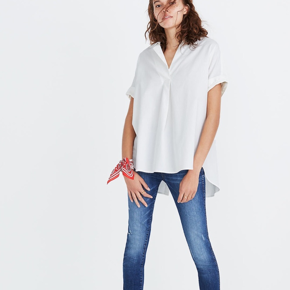 Madewell Courier Button-Back Shirt in Pure White Size XS